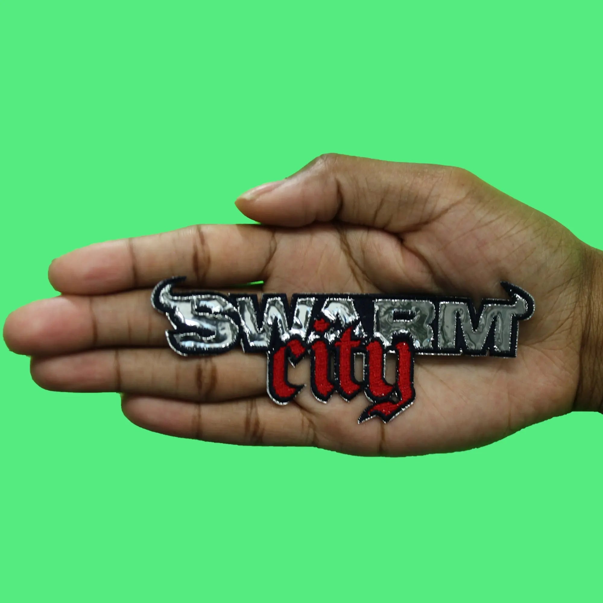 Swarm City Script Patch Houston Football Team Applique Embroidered Iron on