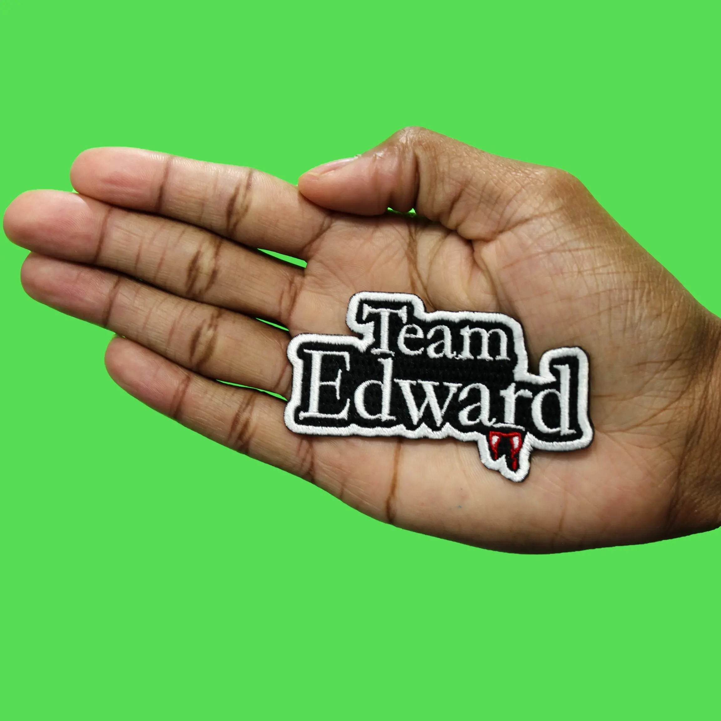 Team Edward Script Patch Vampire Lore Fangs Embroidered Iron On