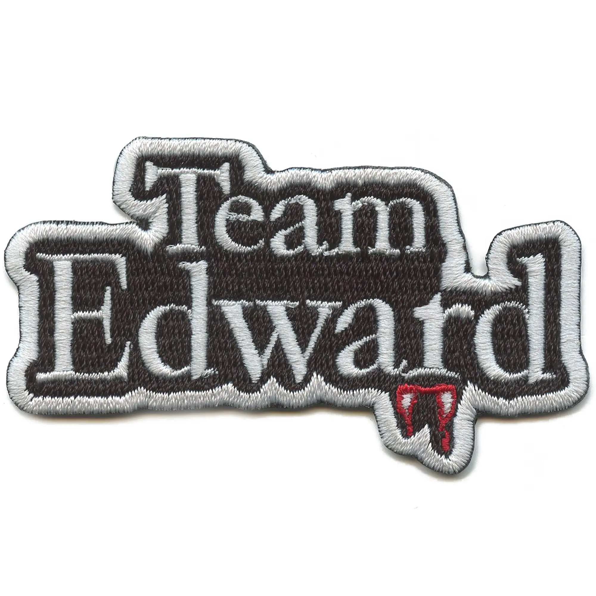 Team Edward Script Patch Vampire Lore Fangs Embroidered Iron On
