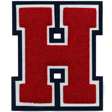 Texas Block Letter H Chenille Patch Red Blue Varsity Jacket Sew On