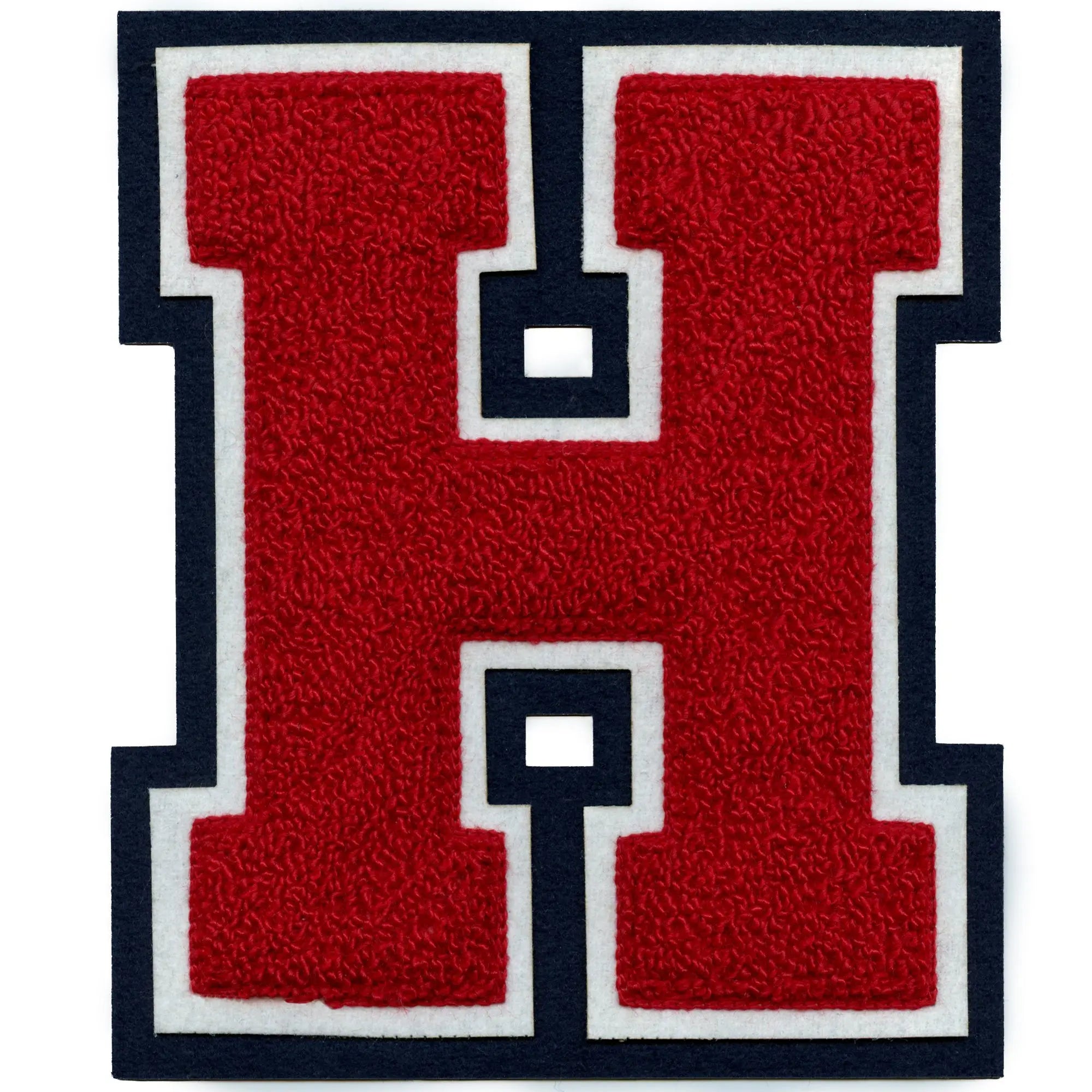 Texas Block Letter H Chenille Patch Red Blue Varsity Jacket Iron On