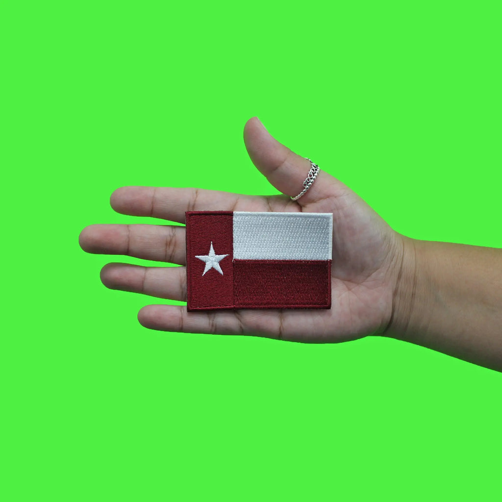 Texas Flag Patch College Station Pride Maroon Embroidered Iron On(Marron)