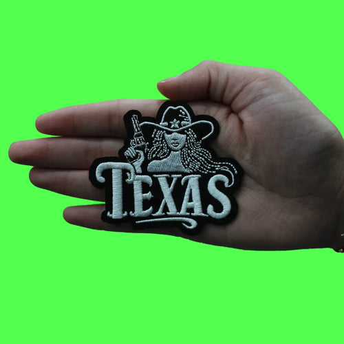 Texas Gun Girl Patch Western Cowgirl Aesthetic Embroidered Iron On