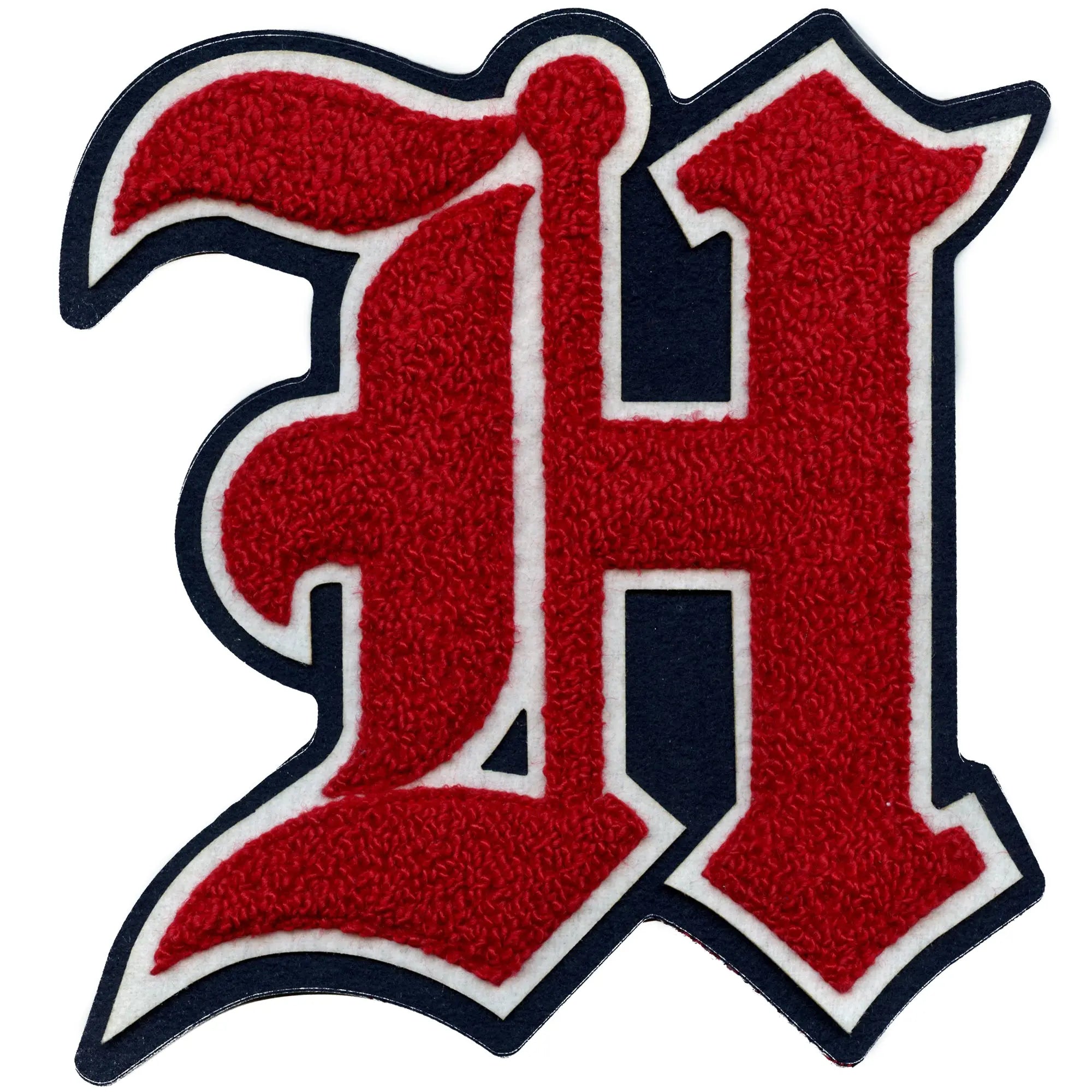 Patch lettre H en vieil anglais du Texas pour veste universitaire Houston Chenille à coudre