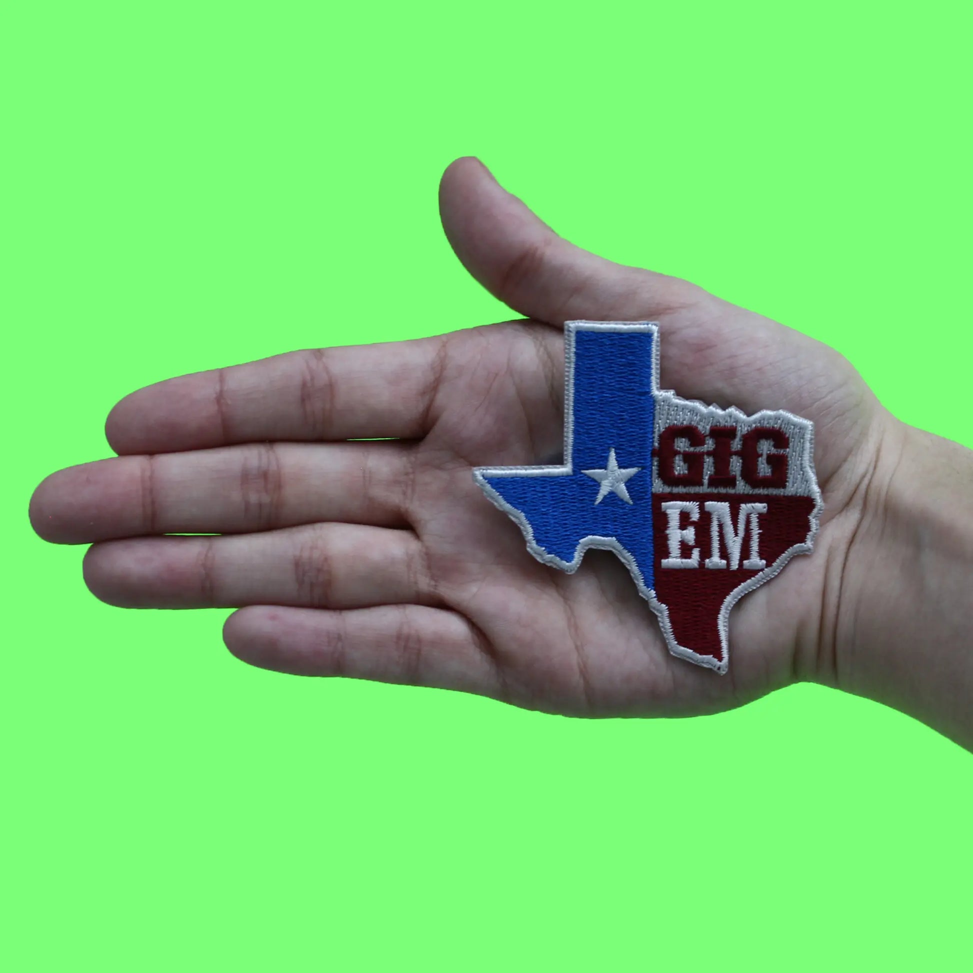 Texas State Gig Em Embroidered Iron On Patch