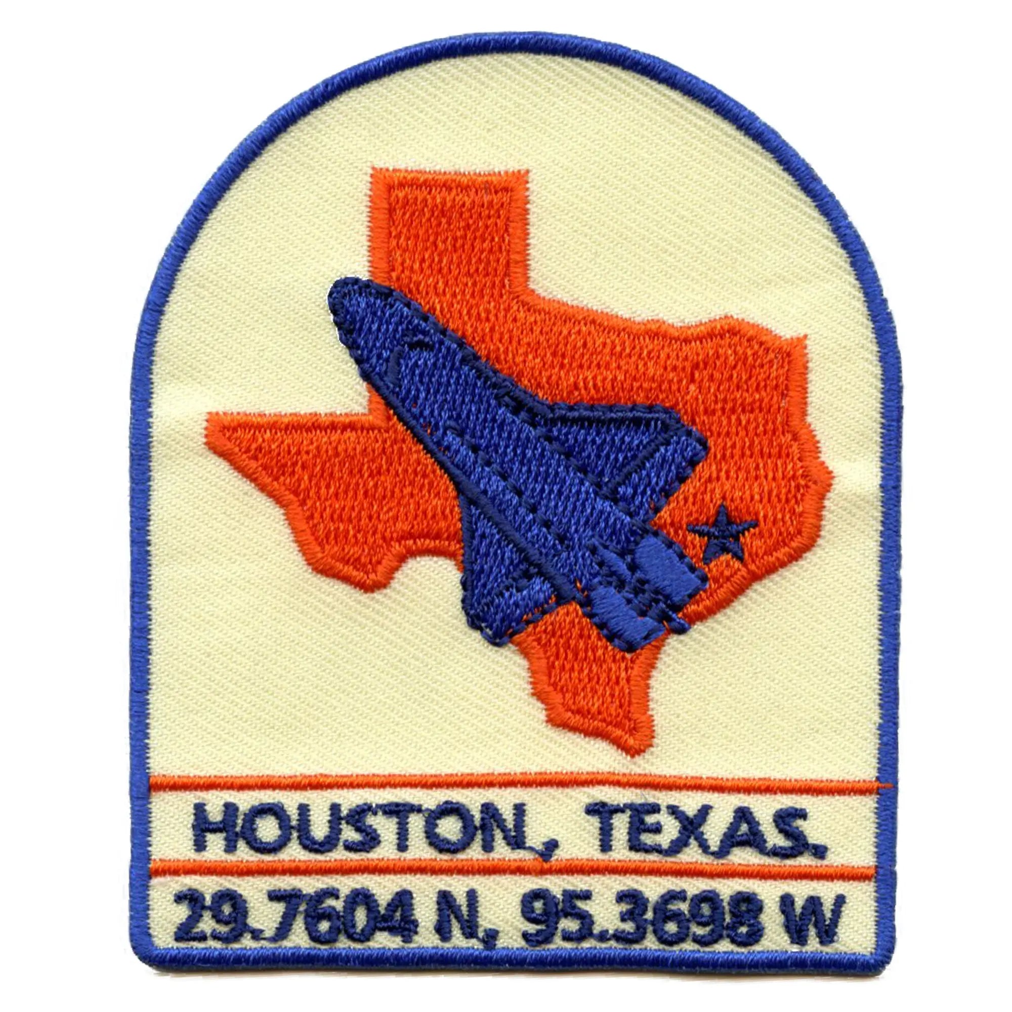 Écusson brodé Houston Space City Shuttle Texas State Rocket sur les coordonnées
