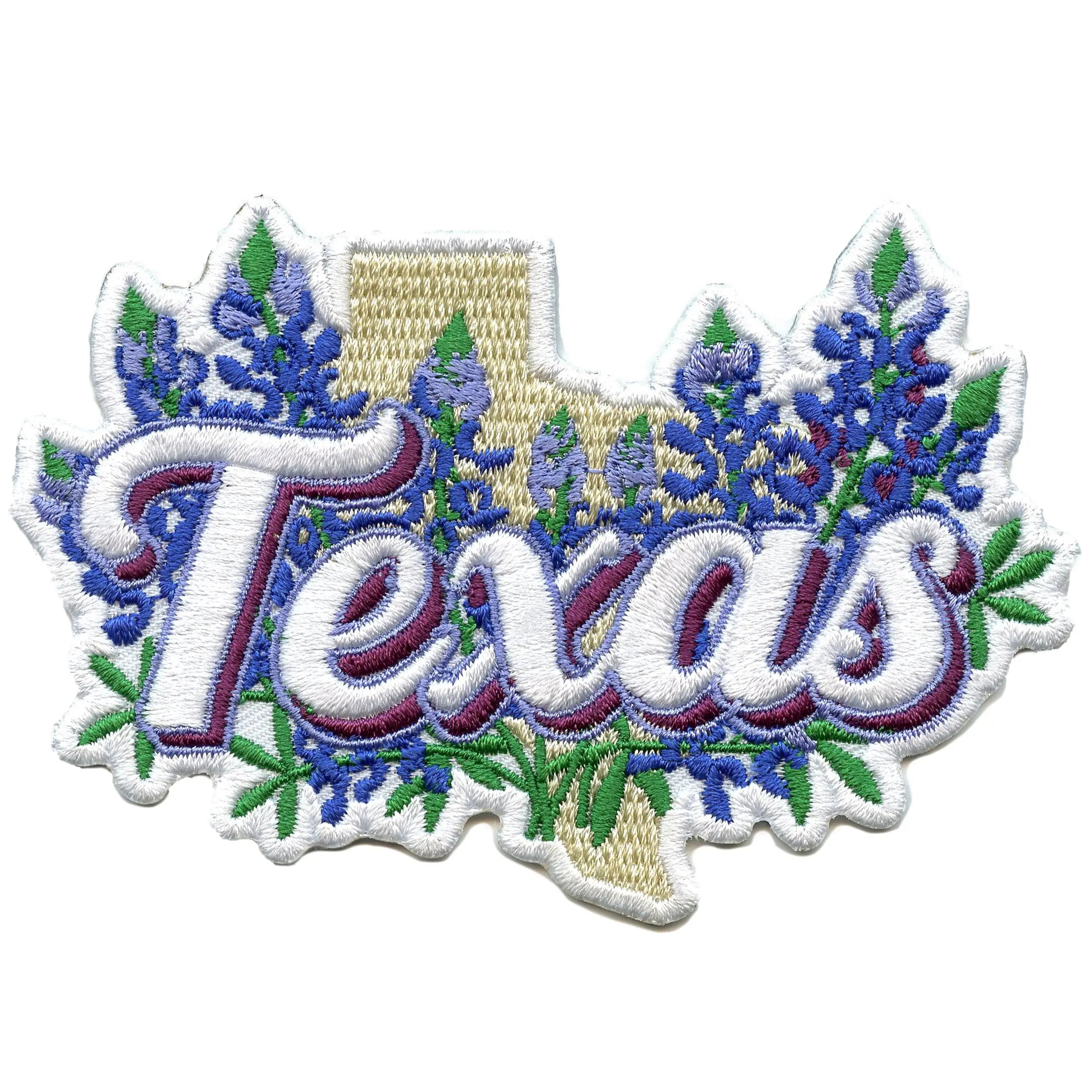 The Bluebonnet State Patch Texas Wildflower Landscape Embroidered Iron On