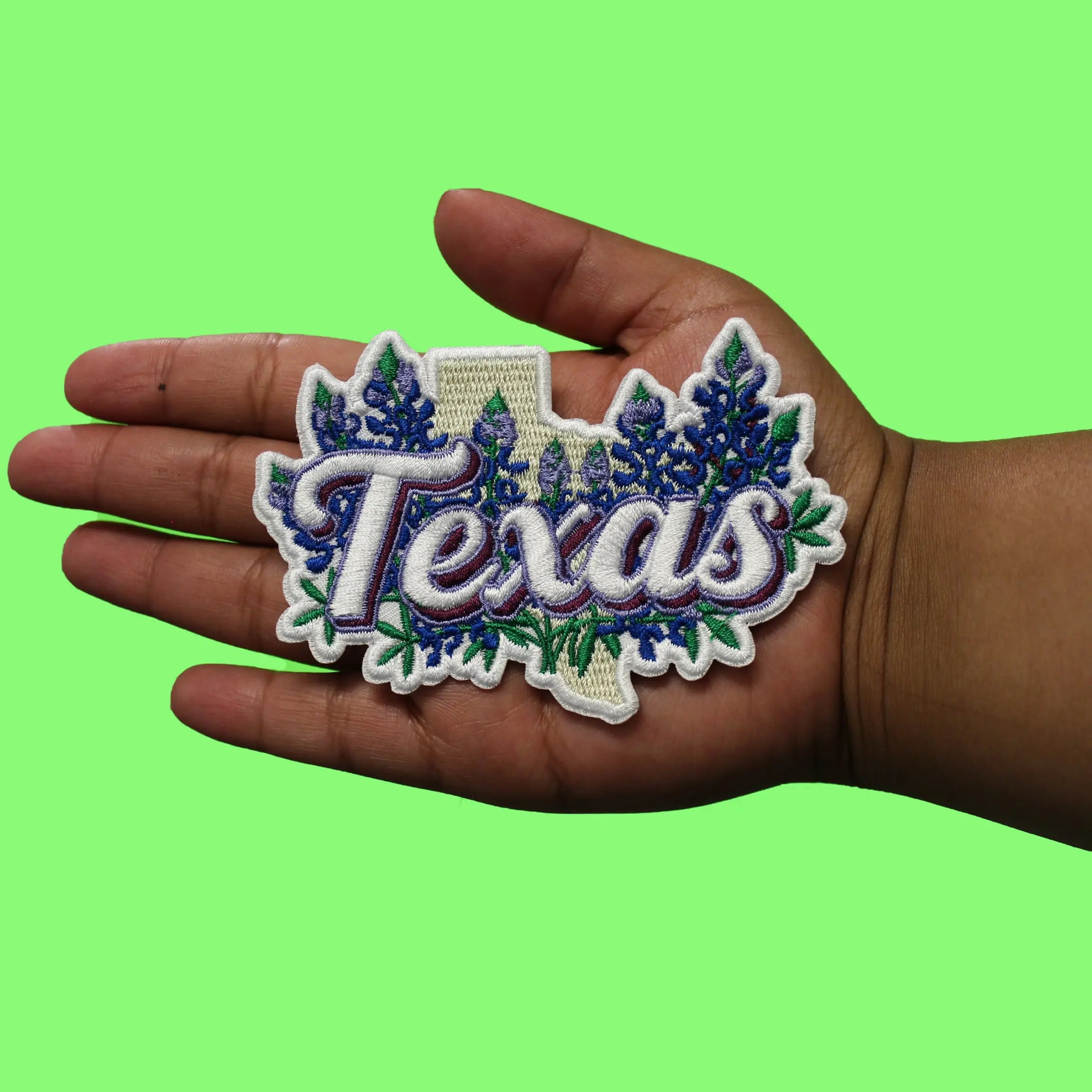 The Bluebonnet State Patch Texas Wildflower Landscape Embroidered Iron On