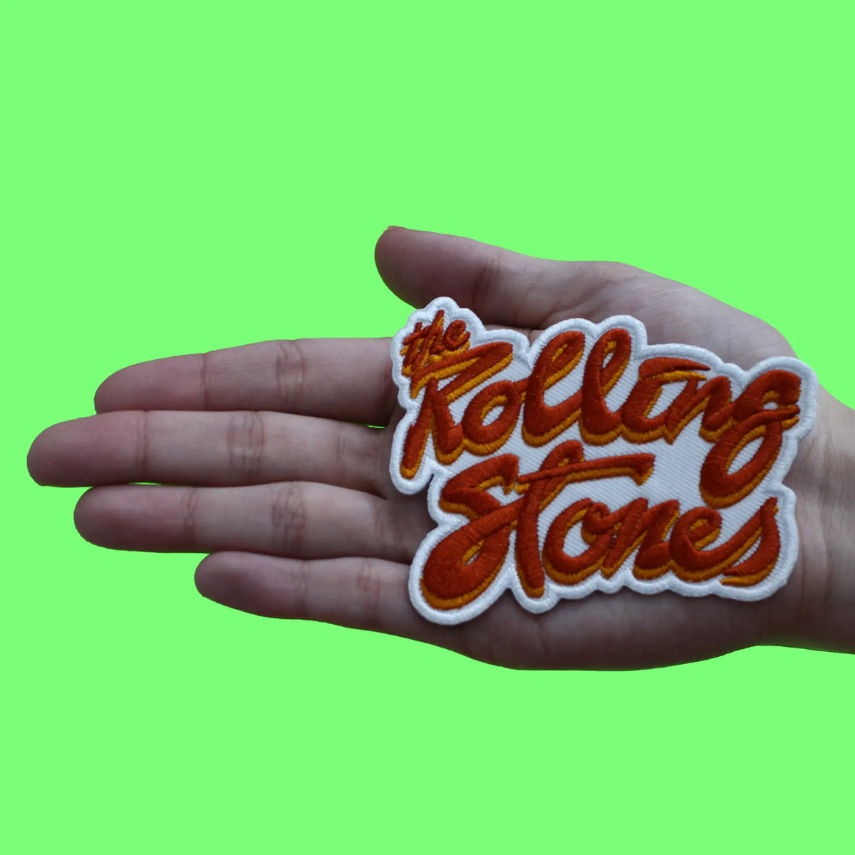 The Rolling Stones Patch Red/Orange Script Logo Embroidered Iron On ...