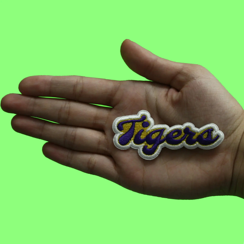 Cursive Script Football Logos Tigers Cursive Script Patch Sports Football Fan Embroidered Iron On ...