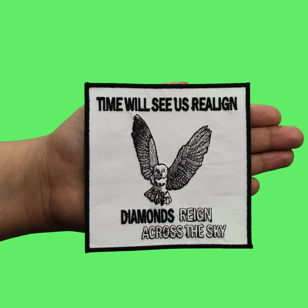 Time Will See Us Realign Patch NuMetal Owl Rock Embroidered Iron On