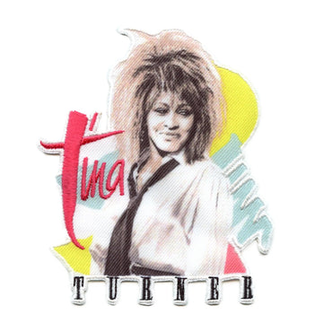 Patch portrait Tina Turner des années 80, reine du rock'n'roll, broderie sublimée à repasser