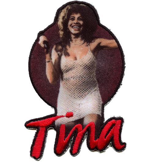 Patch en direct de Tina Turner pour robe en résille avec broderie sublimée à repasser