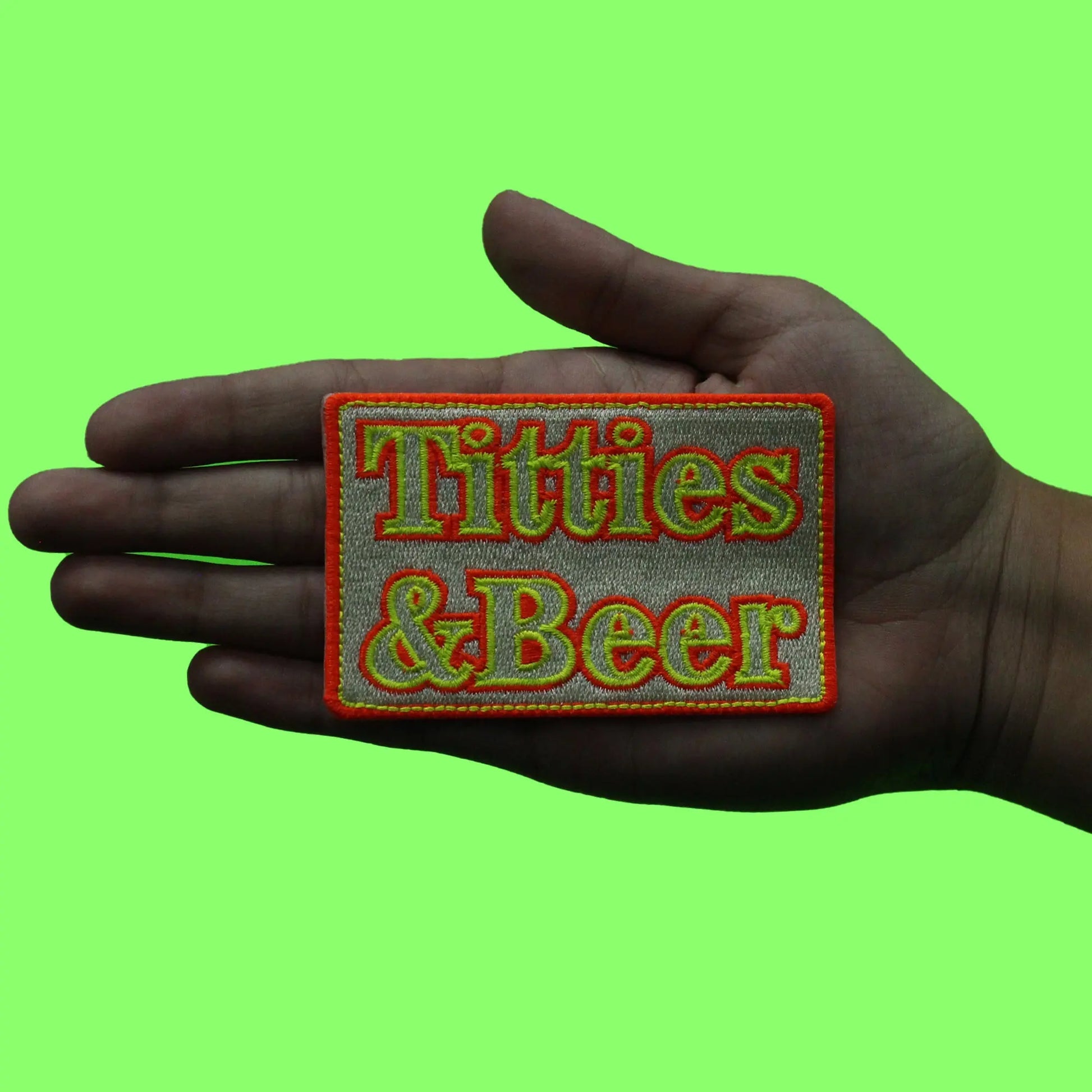 Titties And Beer Patch Neon Women Alcohol Embroidered Iron On
