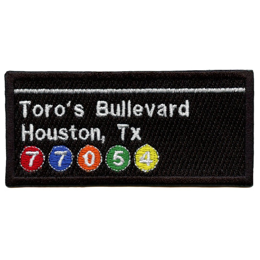 Toro's Bullevard Area Code Patch Subway Sign Football Embroidered Iron On