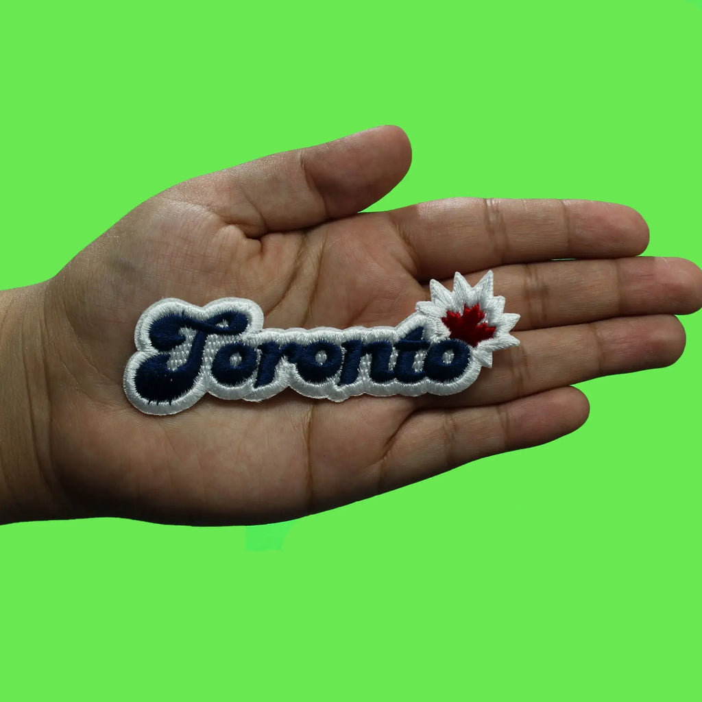 Toronto Canada Travel Patch Maple Leaf Script Souvenir Leaf Embroidered Iron On