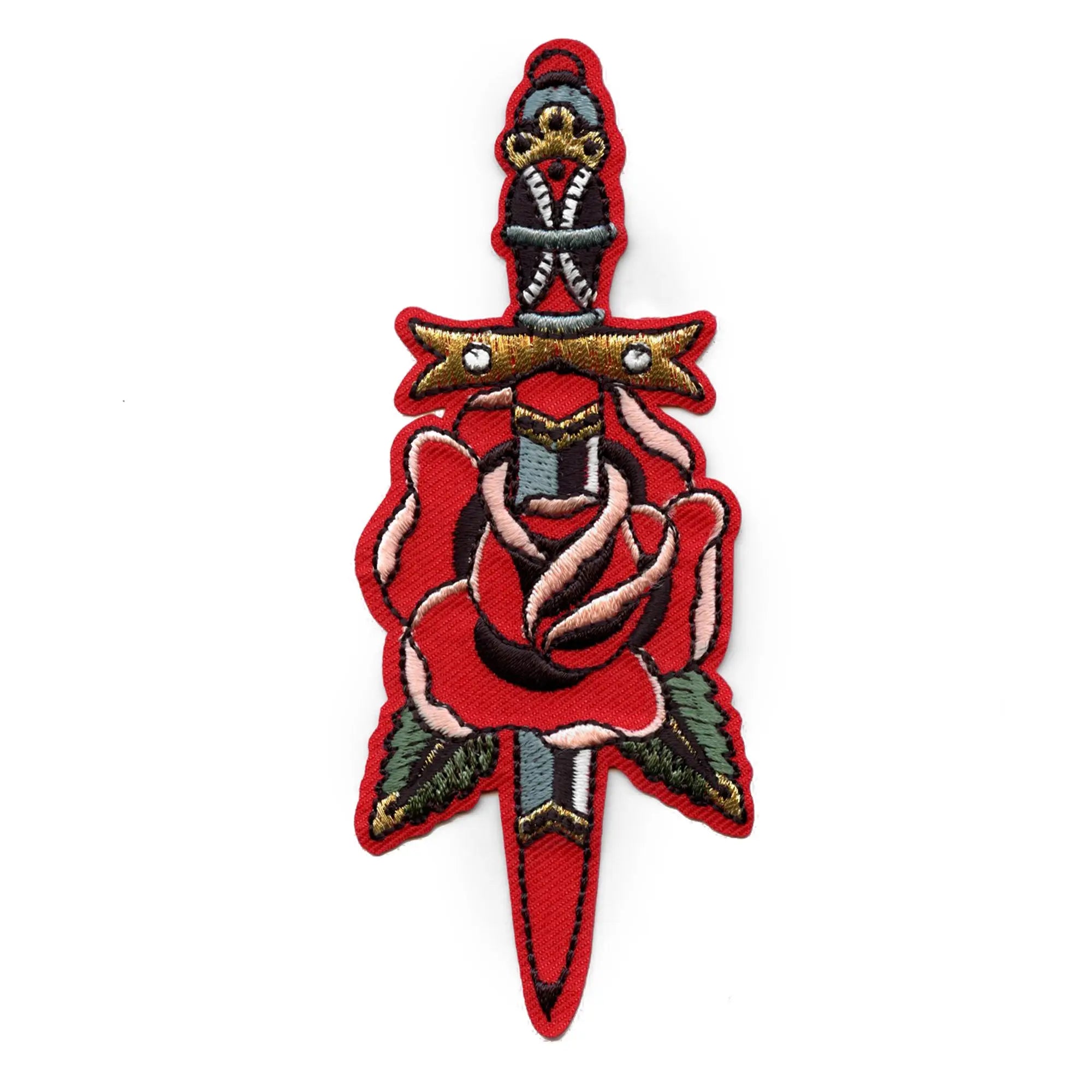 Traditional Rose & Knife Tattoo Patch Flower Art Alternative Embroider ...