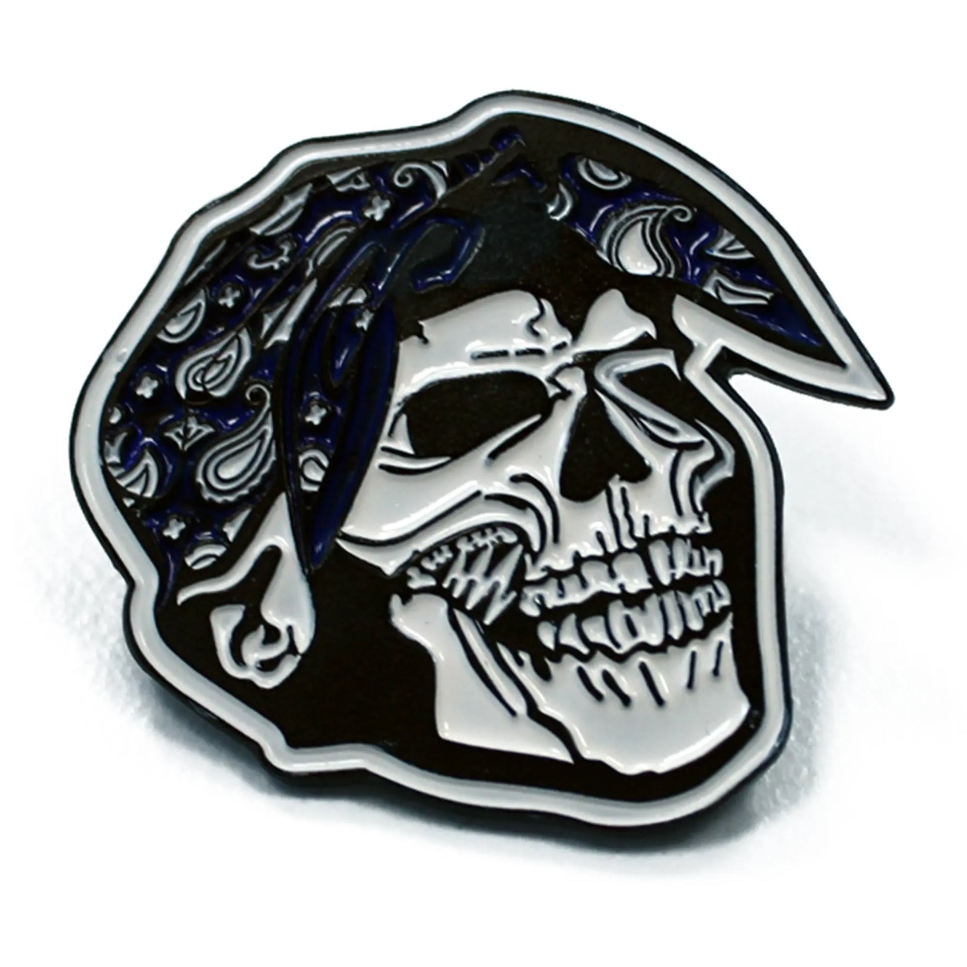 Blue Bandana Skull West Coast Rapper Enamel Pin