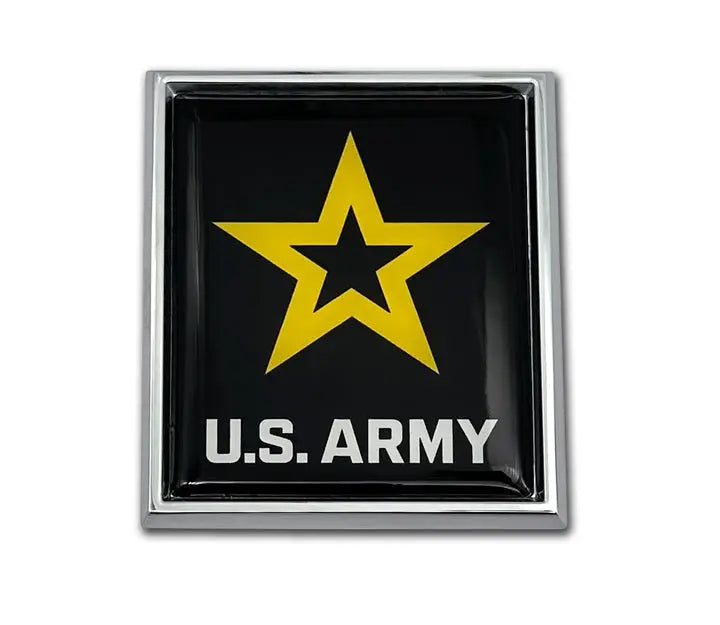 U.S Army Colored Metal Box Chrome Plated Car Auto Solid Emblem