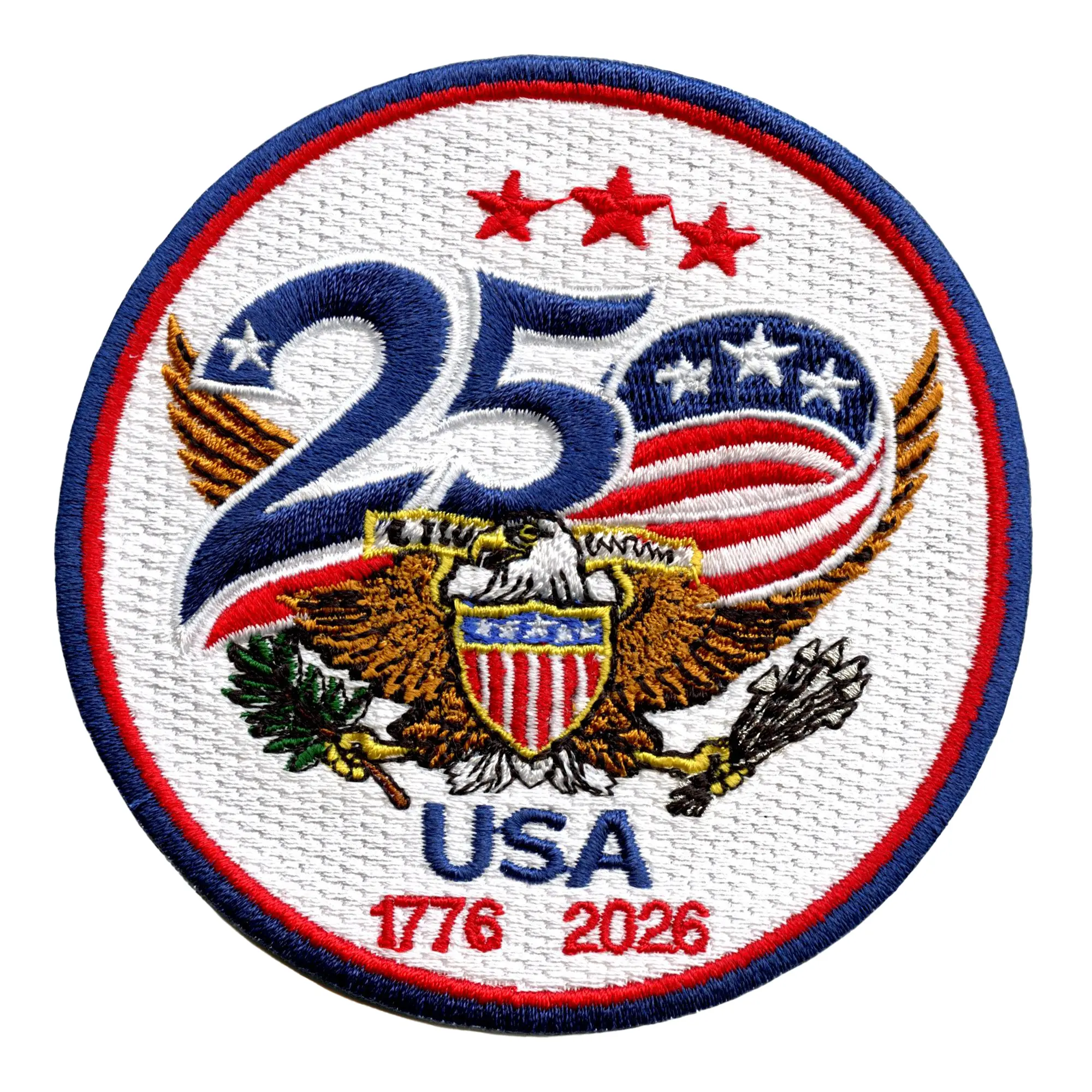 USA 250 Anniversary Patch Patriotic Eagle History Embroidered Iron On