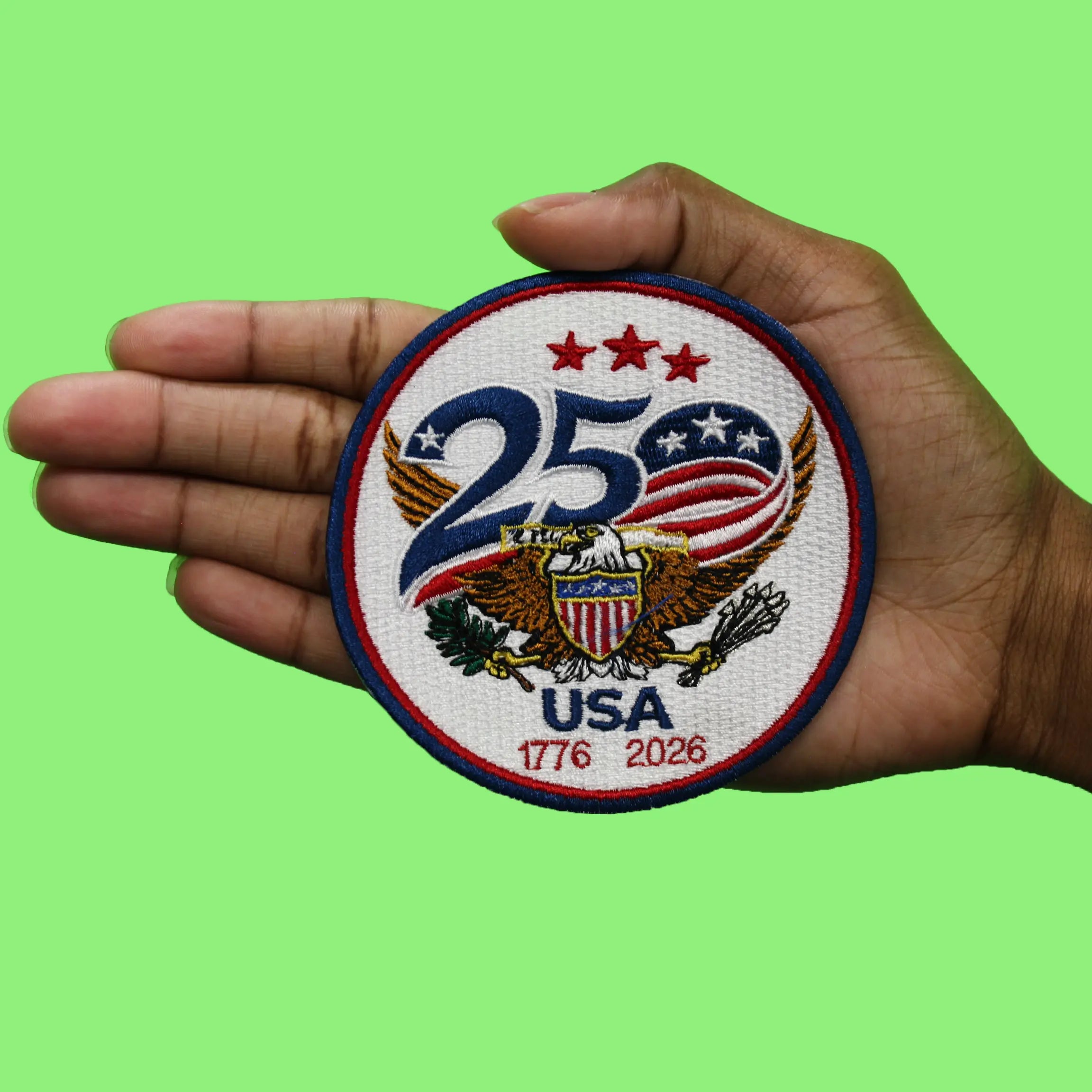 USA 250 Anniversary Patch Patriotic Eagle Independence Embroidered Iron On