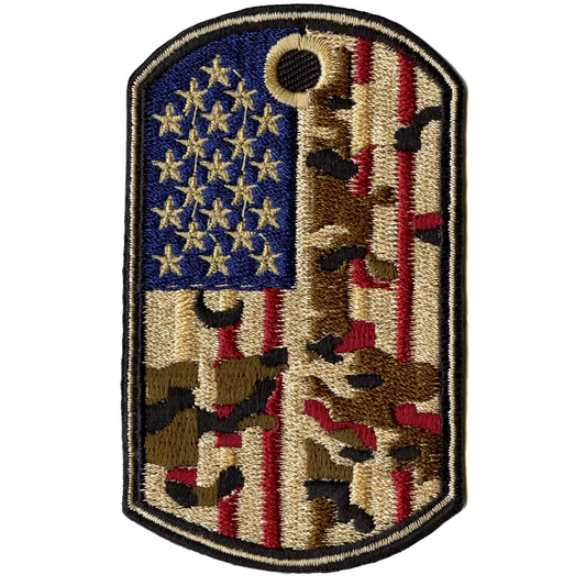 USA Dog Tag Patch Military Army Combat Embroidered Iron On