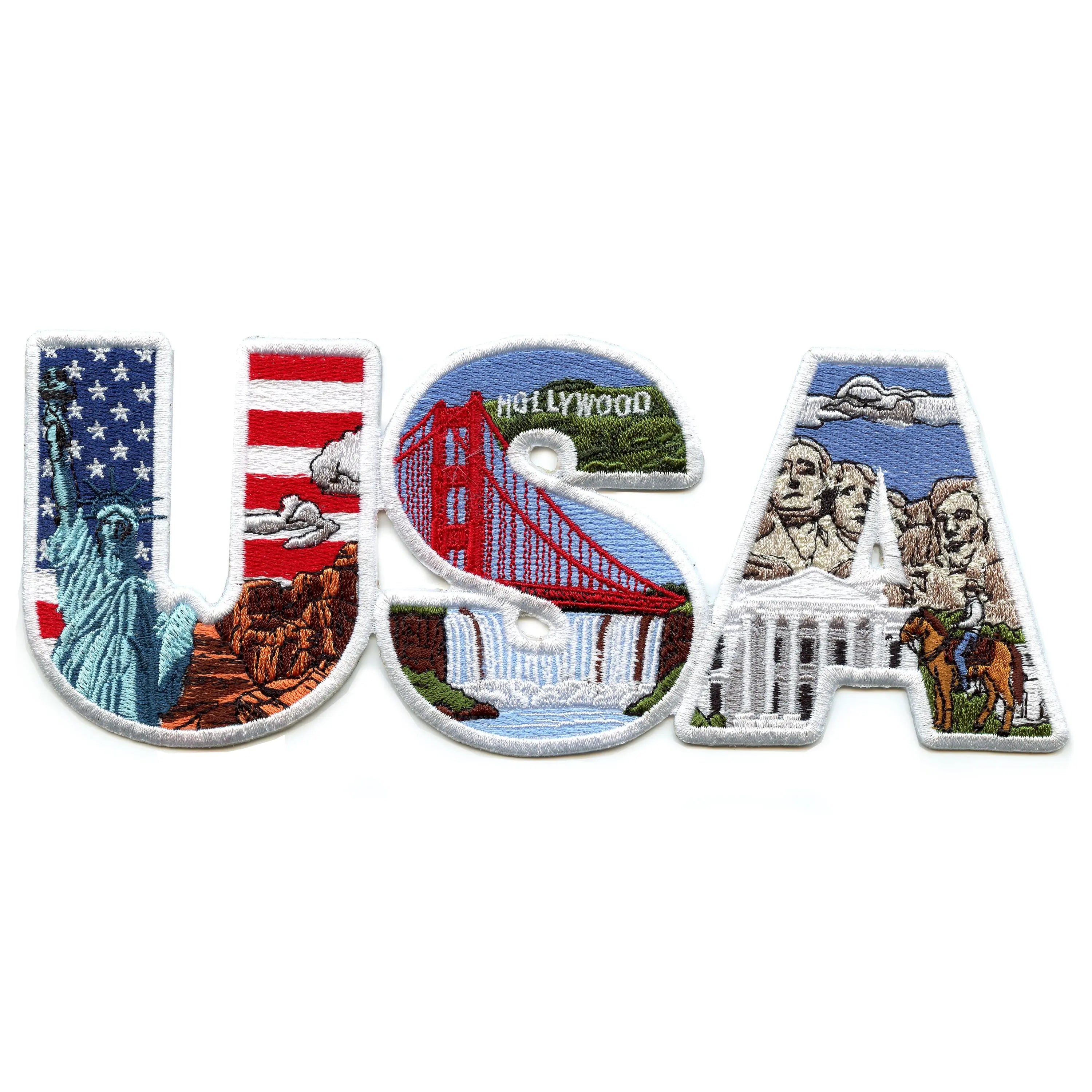 USA Iconic Collage Patch States Pride Large Embroidered Iron On