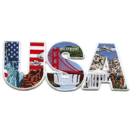 USA Iconic Collage Patch States Pride Large Embroidered Iron On