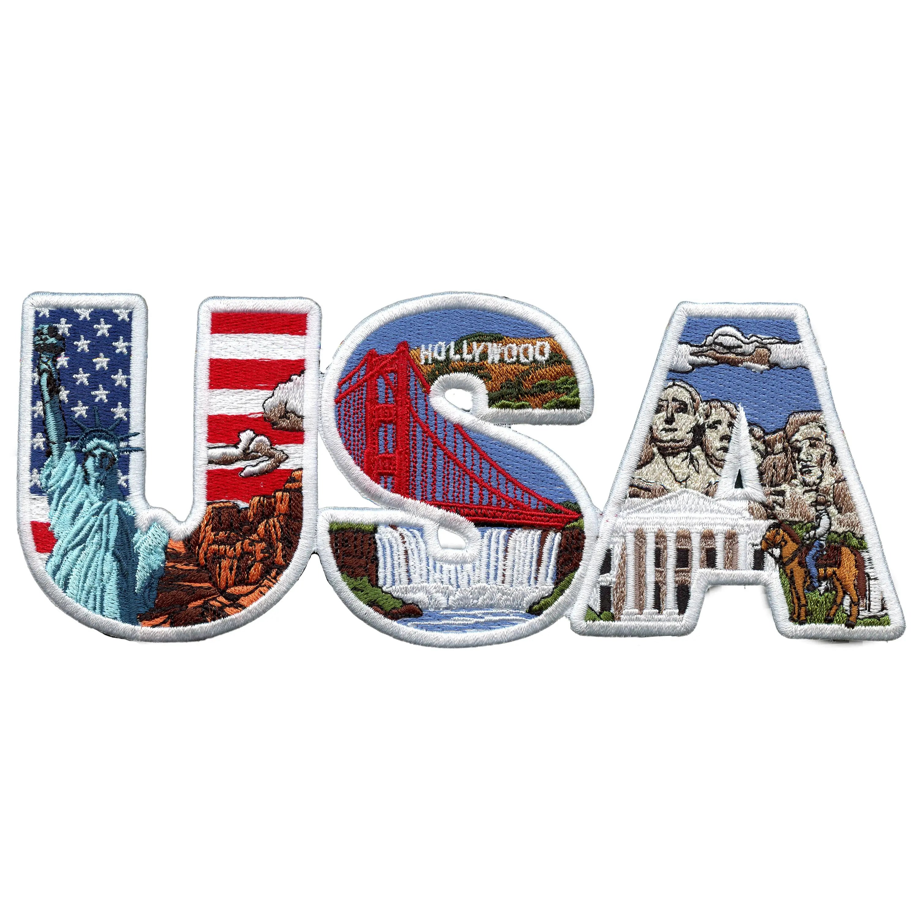 USA Iconic Collage Patch States Pride Large Embroidered Iron On