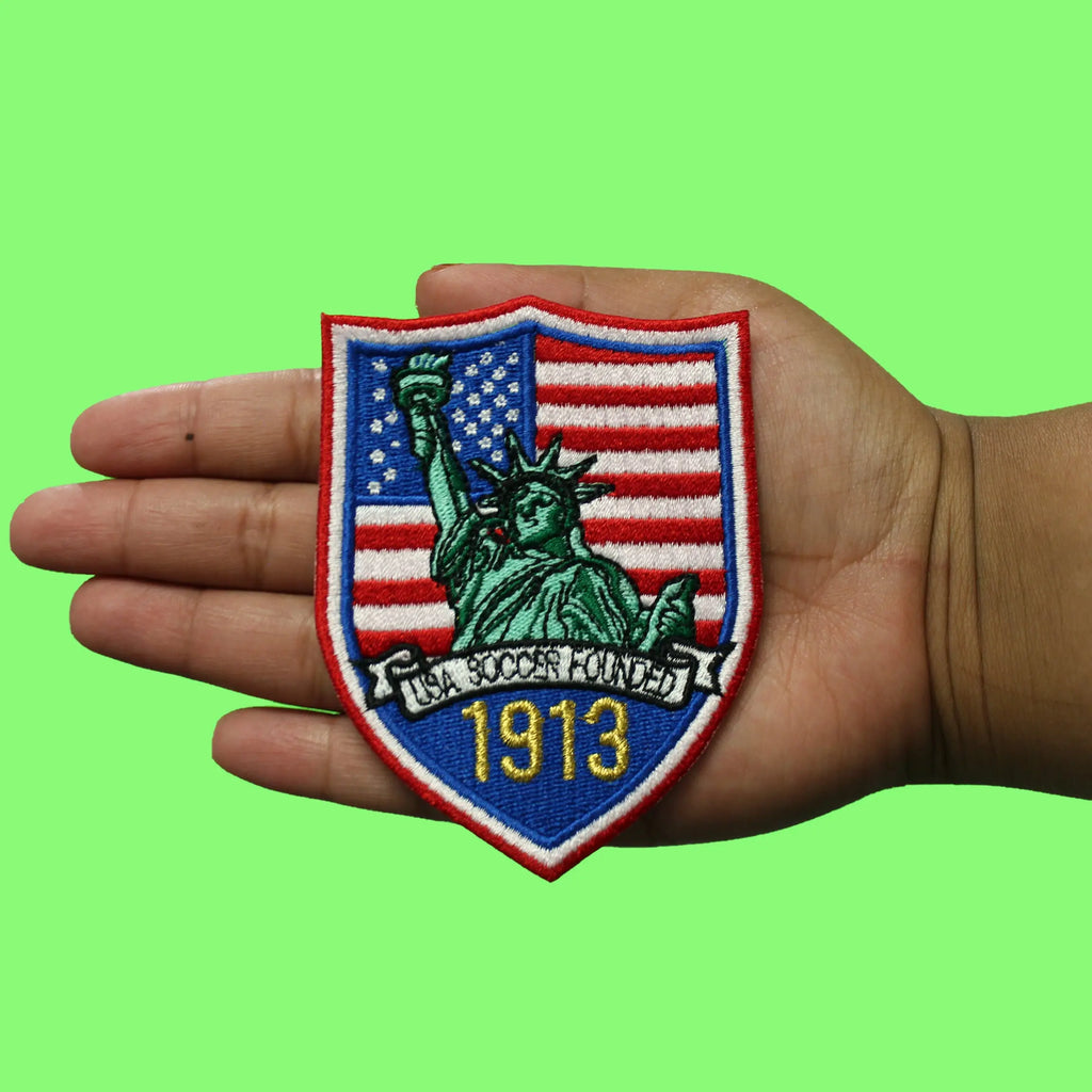 USA Soccer Shield Patch Statue Of Liberty Established1913 Embroidered Iron-On