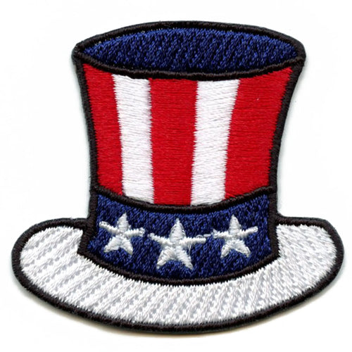 USA Top Hat Patch American National Flag Embroidered Iron On