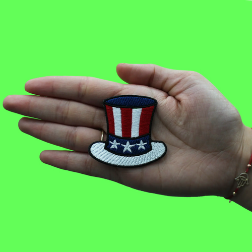 USA Top Hat Patch American National Flag Embroidered Iron On