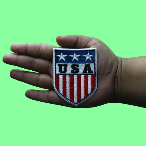 USA Soccer Shield Patch Travel Sports Souvenir Embroidered Iron-On
