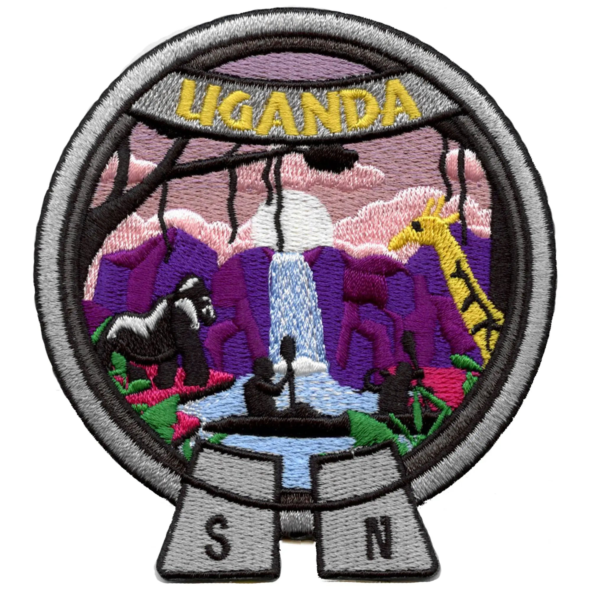 Patch de voyage Safari en Ouganda, dos argenté, gorille d'Afrique, brodé à repasser