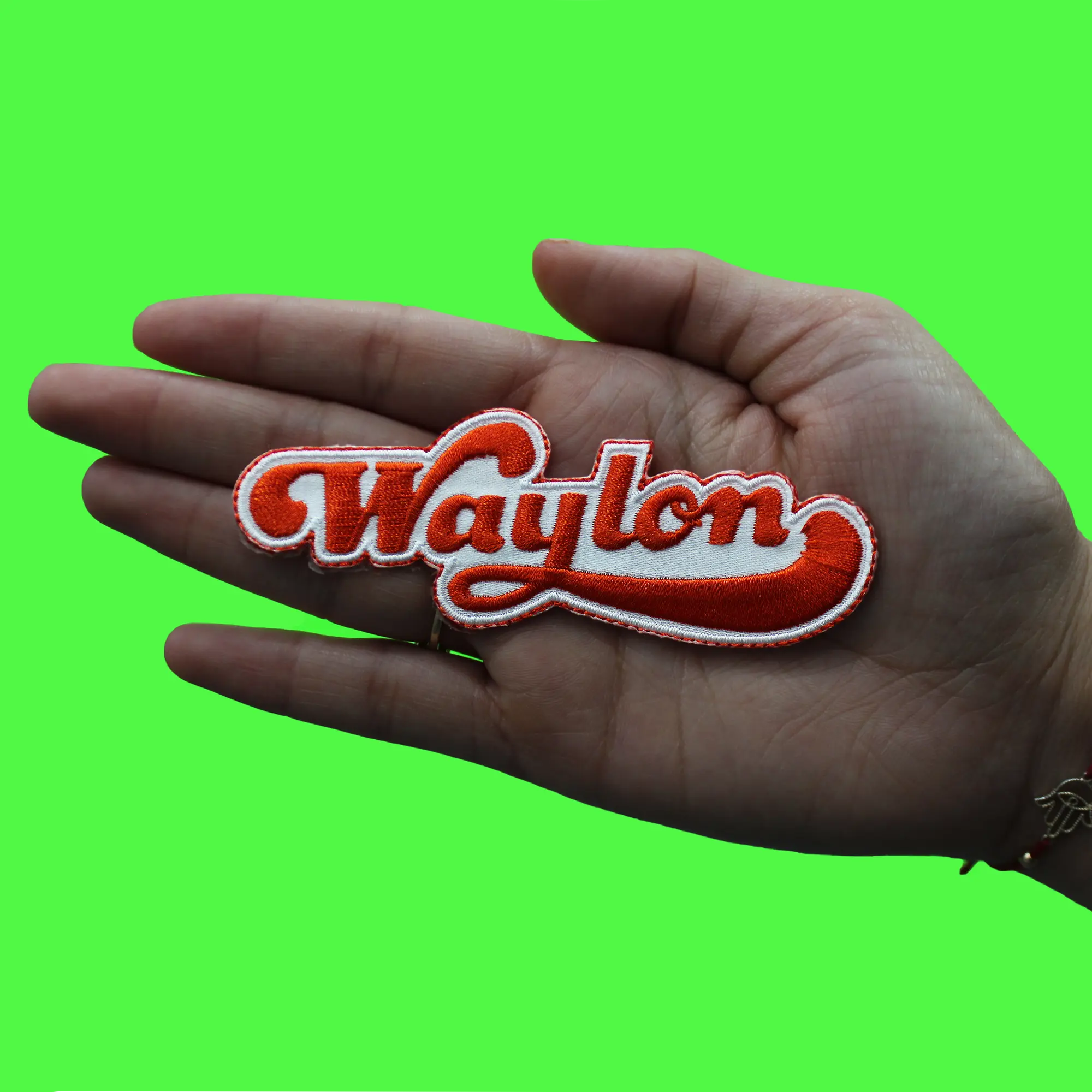 Waylon Jennings Cut Out Logo Patch Country Music Singer Embroidered Iron-On