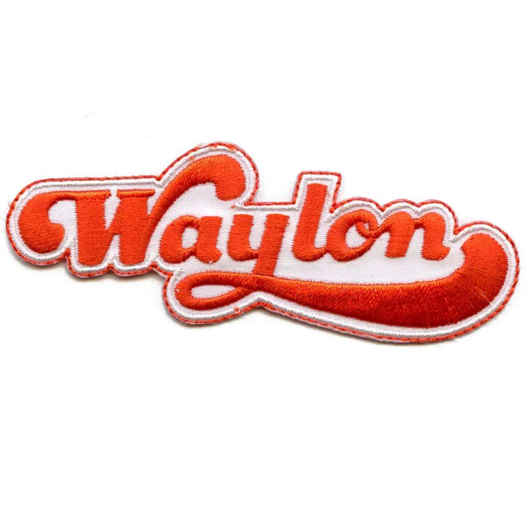 Waylon Jennings Cut Out Logo Patch Country Music Singer Embroidered Iron-On
