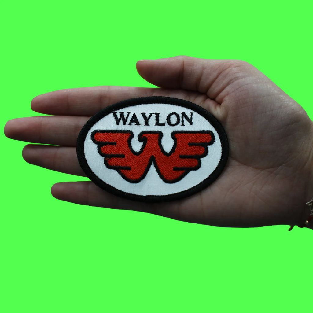 Waylon Jennings Oval Logo Patch Country Music Singer Embroidered Iron-On