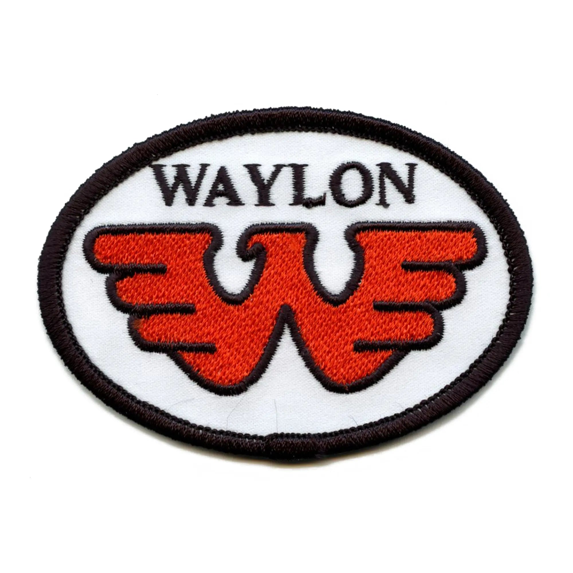 Waylon Jennings Oval Logo Patch Country Music Singer Embroidered Iron-On