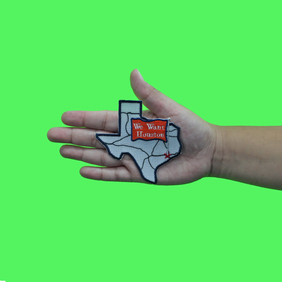 We Want Houston Patch Map State Flag Embroidered Iron On – Patch Collection