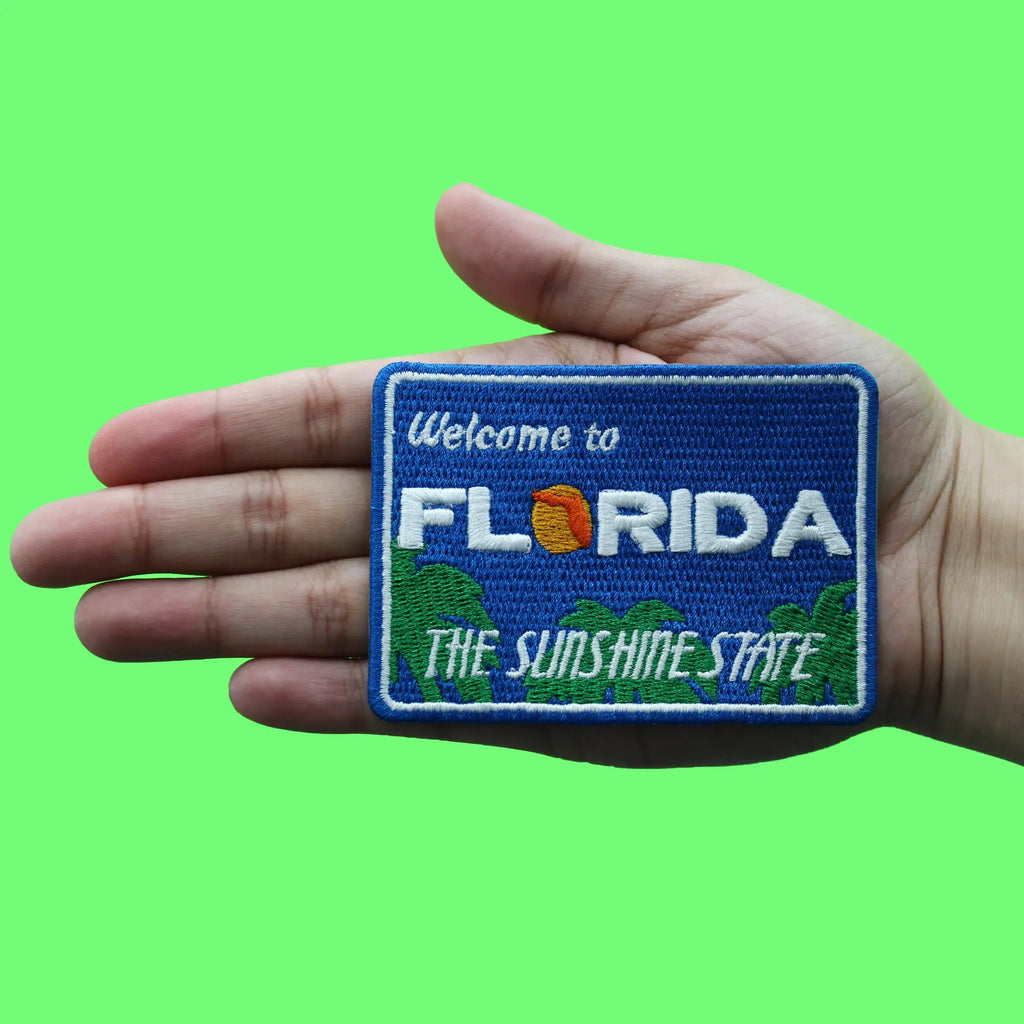Welcome to Florida Patch Travel Freeway Road Sign Embroidered Iron On