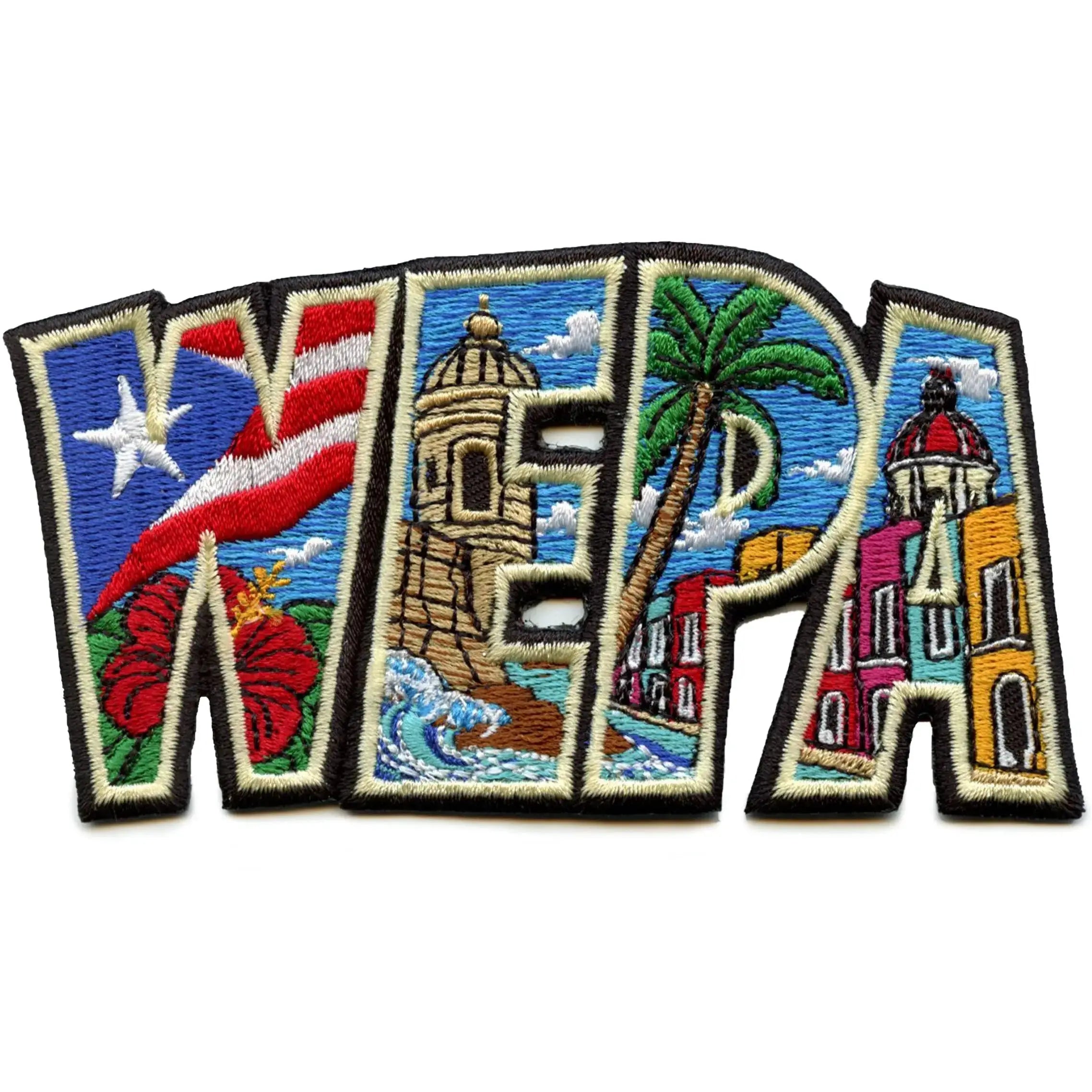 Wepa Collage Patch Script Travel Souvenir Embroidered Iron-On