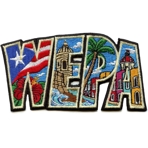 Wepa Collage Patch Script Travel Souvenir Embroidered Iron-On