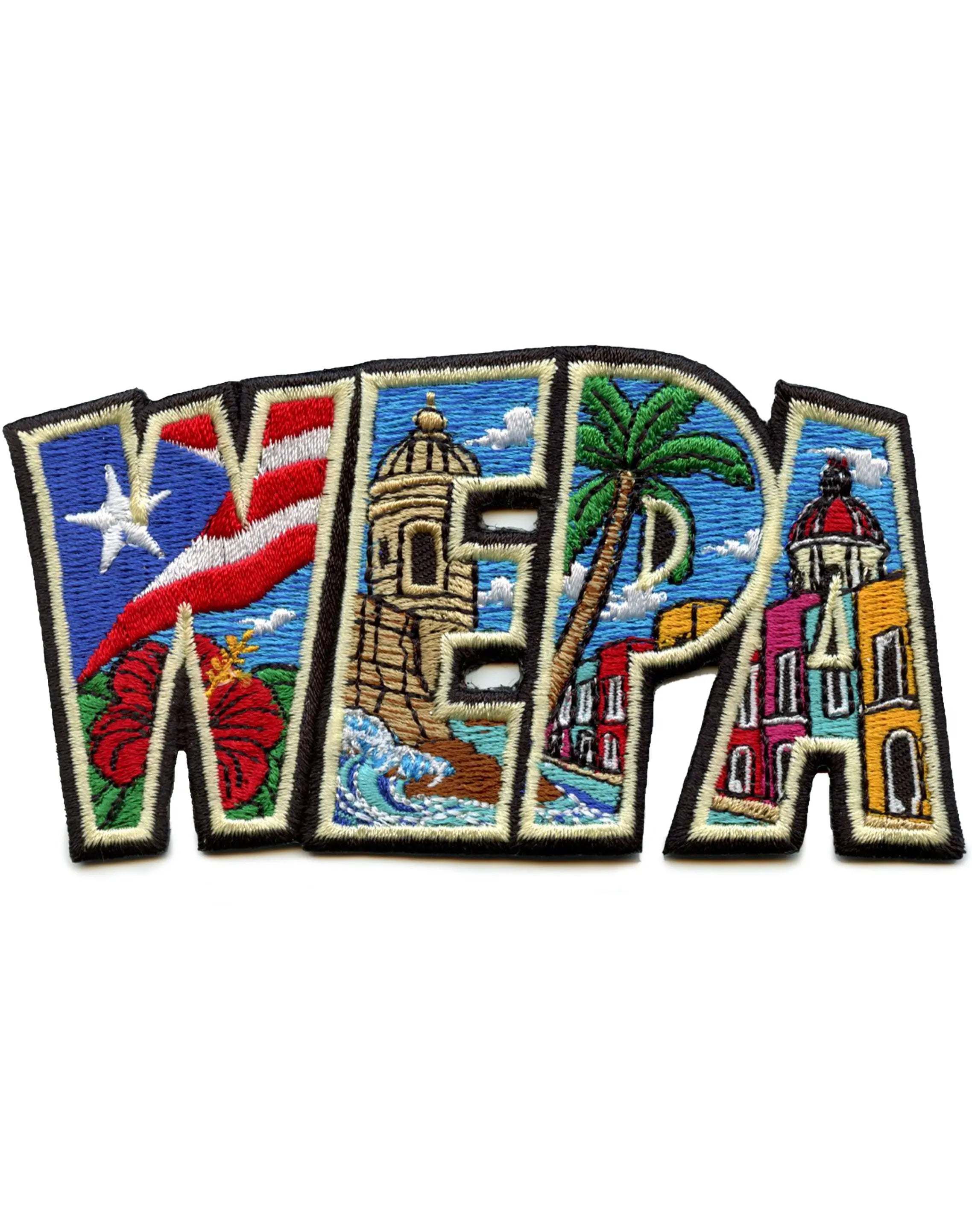 Wepa Collage Patch Script Travel Souvenir Embroidered Iron-On
