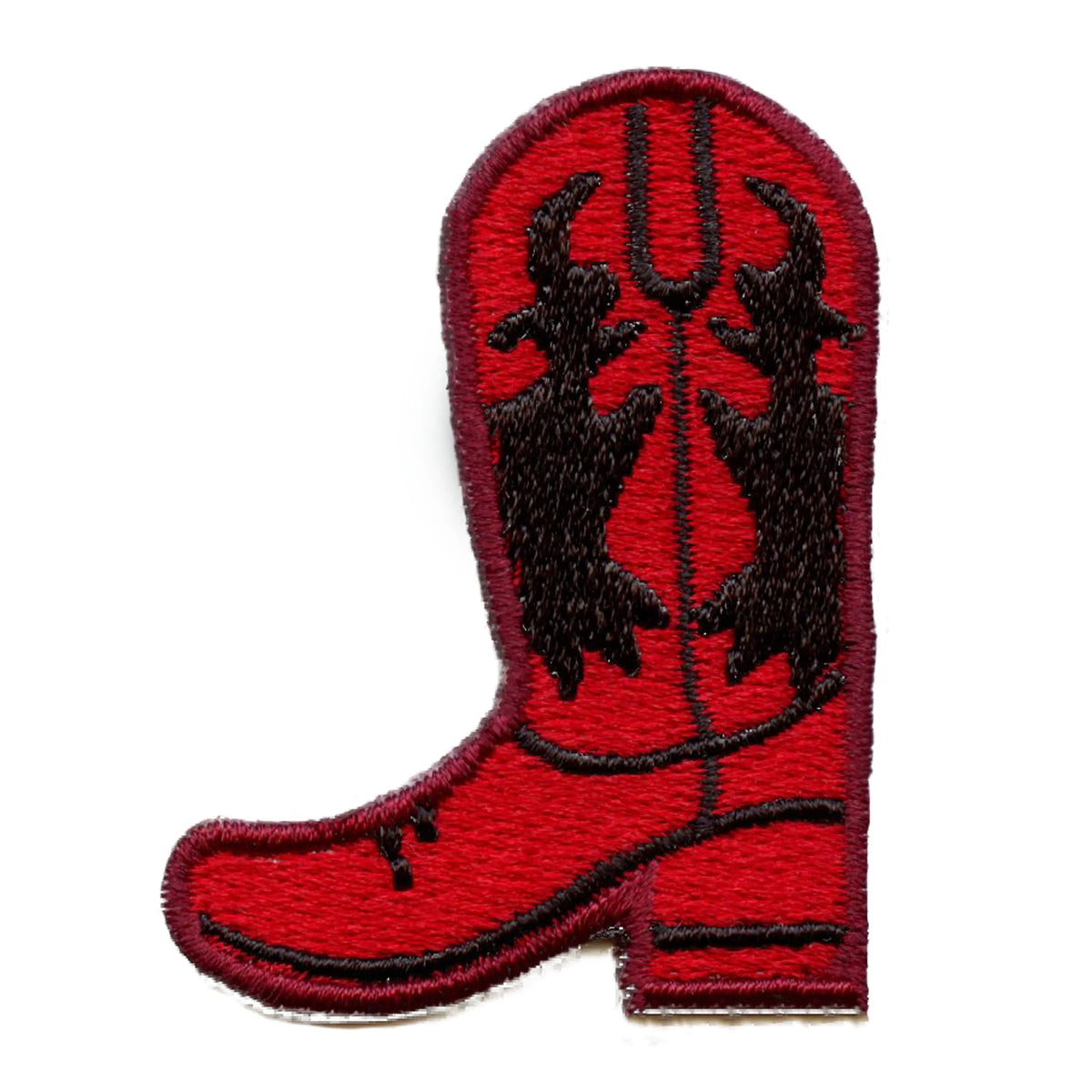Western Cowboy Boots Patch Red Black Vaquero Embroidered Iron On ...