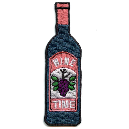 Wine Time Patch Embroidered Iron On