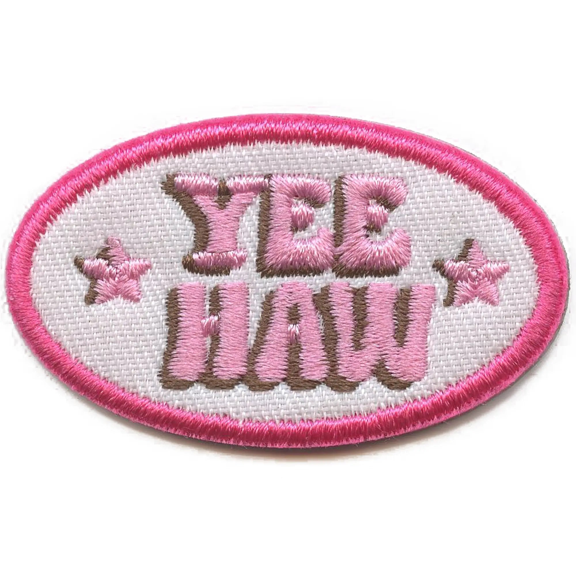 Yeehaw Star Script Patch Western Pink Cowgirl Embroidered Iron On