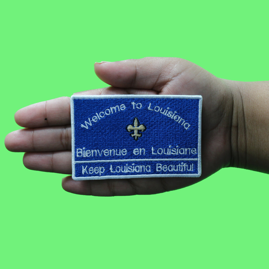 Welcome To Louisiana Patch Freeway Sign Beautiful Embroidered Iron On