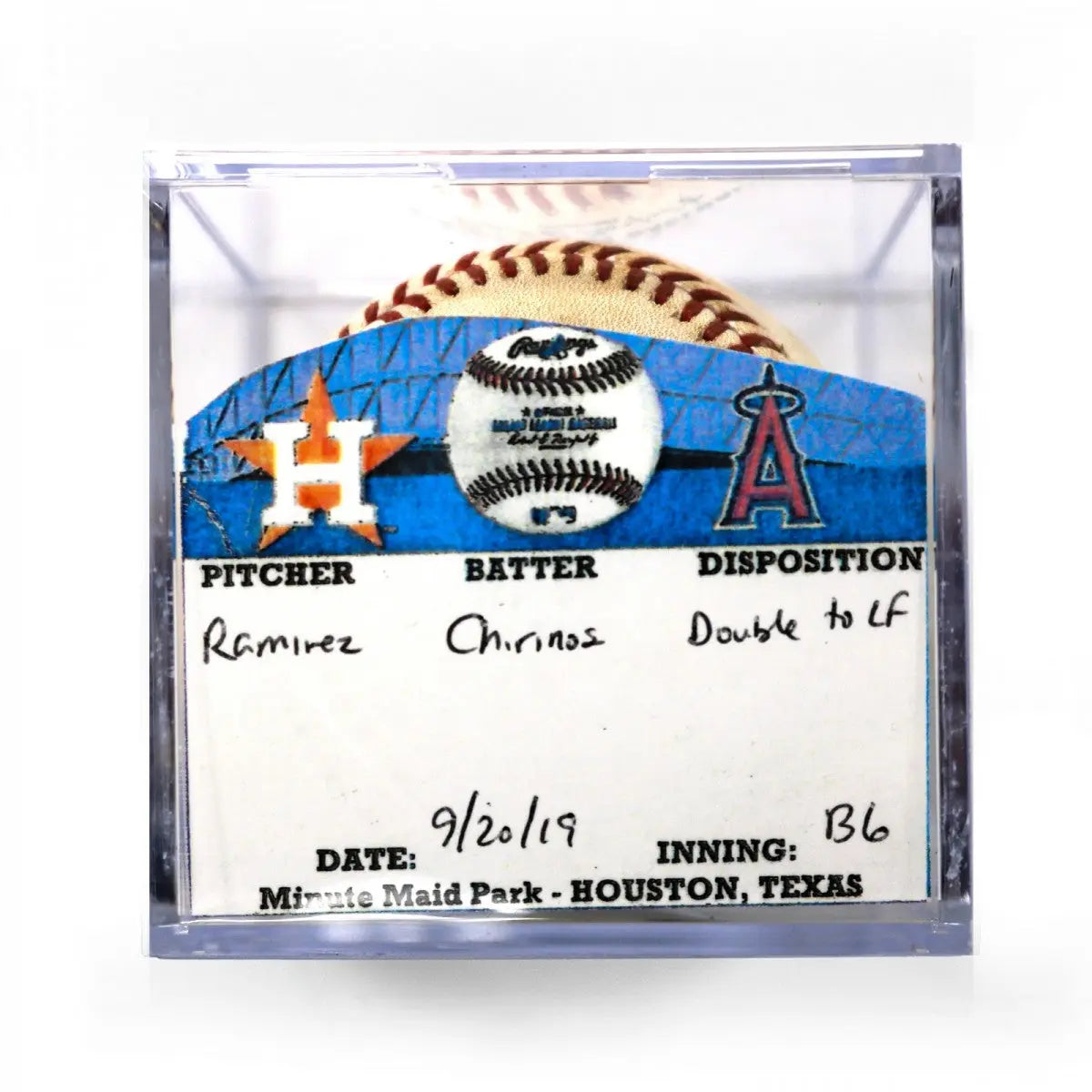 2019 MLB Houston Astros Game Used Baseball Ramirez to Chirinos Minute Maid Park 