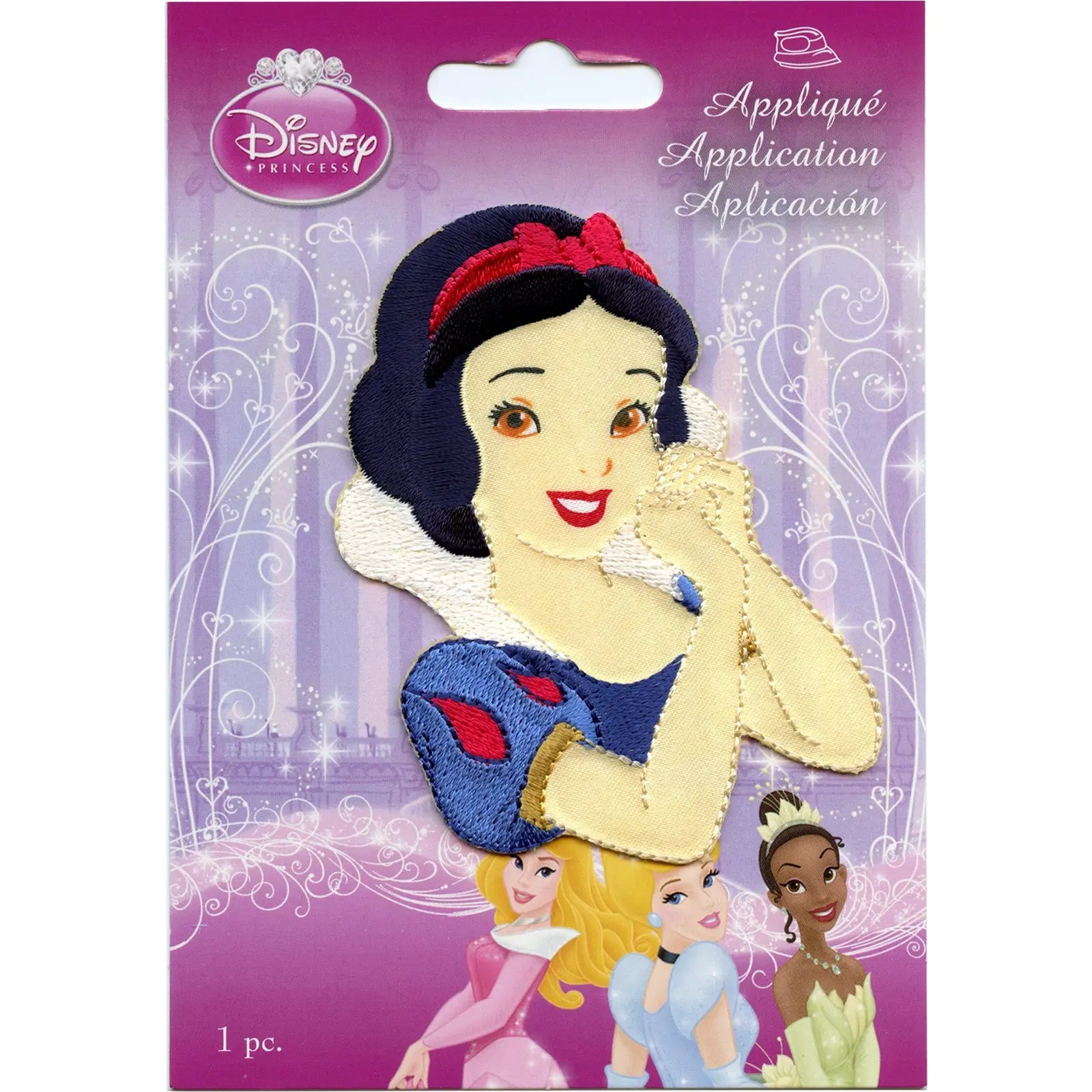 Disney Princess Snow White Portrait Iron on Embroidered Applique Patch - Facing Right 