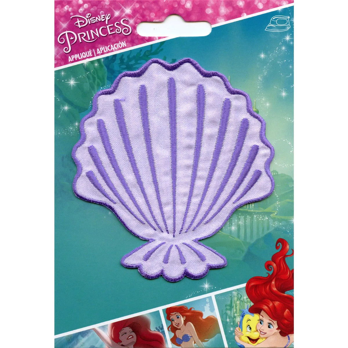 Embroidered Patch Shell Disney Princess Ariel Sea Shell Iron on Embroidered Applique Patch ...